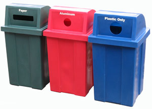 recycle receptacle shown in group station array